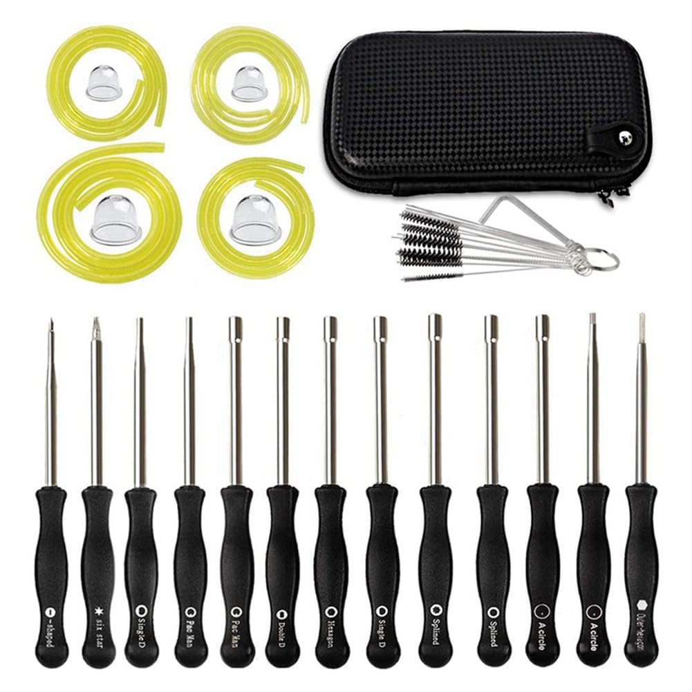 Littimoon Carburetor Screwdriver Adjustment Cleaning Brush Tool Set Kit for 2-Cycle Small Engine Trimmer Weedeater Chainsaw Parts