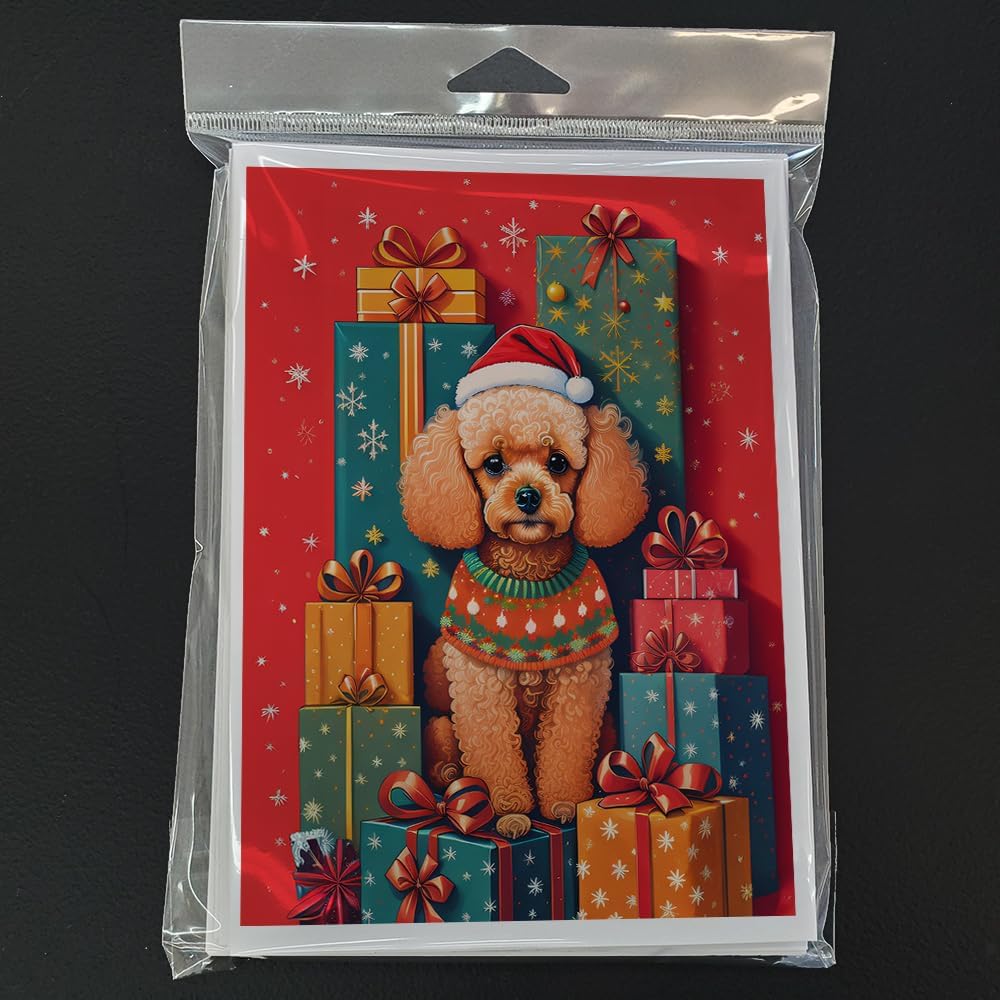 Caroline's Treasures DAC3139GCA7P Poodle Holiday Christmas Greeting Cards Pack of 8 Blank Cards with Envelopes Whimsical A7 Size 5x7 Blank Note Cards