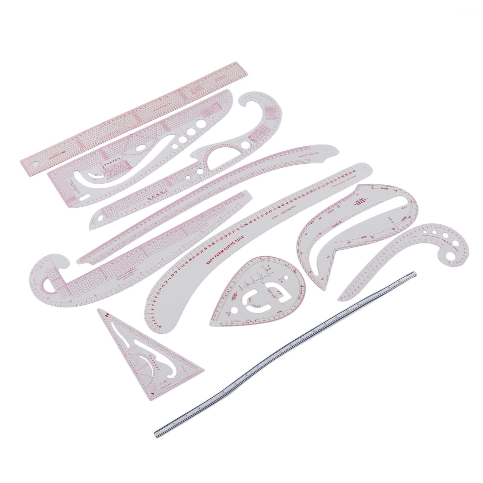 Set di 11 righelli da cucito di alta qualità, multiuso, scala trasparente, strumenti di misurazione ad alta precisione, flessibili, durevoli, in plastica, per quilting, per