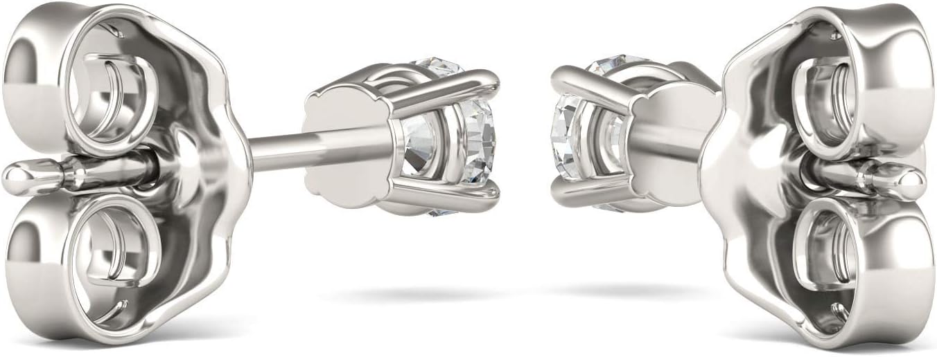 14K White Gold Forever One 3.0mm Round Brilliant Cut Moissanite Stud Earrings by Charles & Colvard