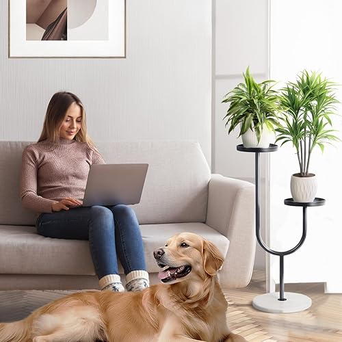 Miniatura 8 de Soporte para plantas en forma de U para interiores, base de piedra de cuarzo para interiores y exteriores, soporte alto de metal para plantas,