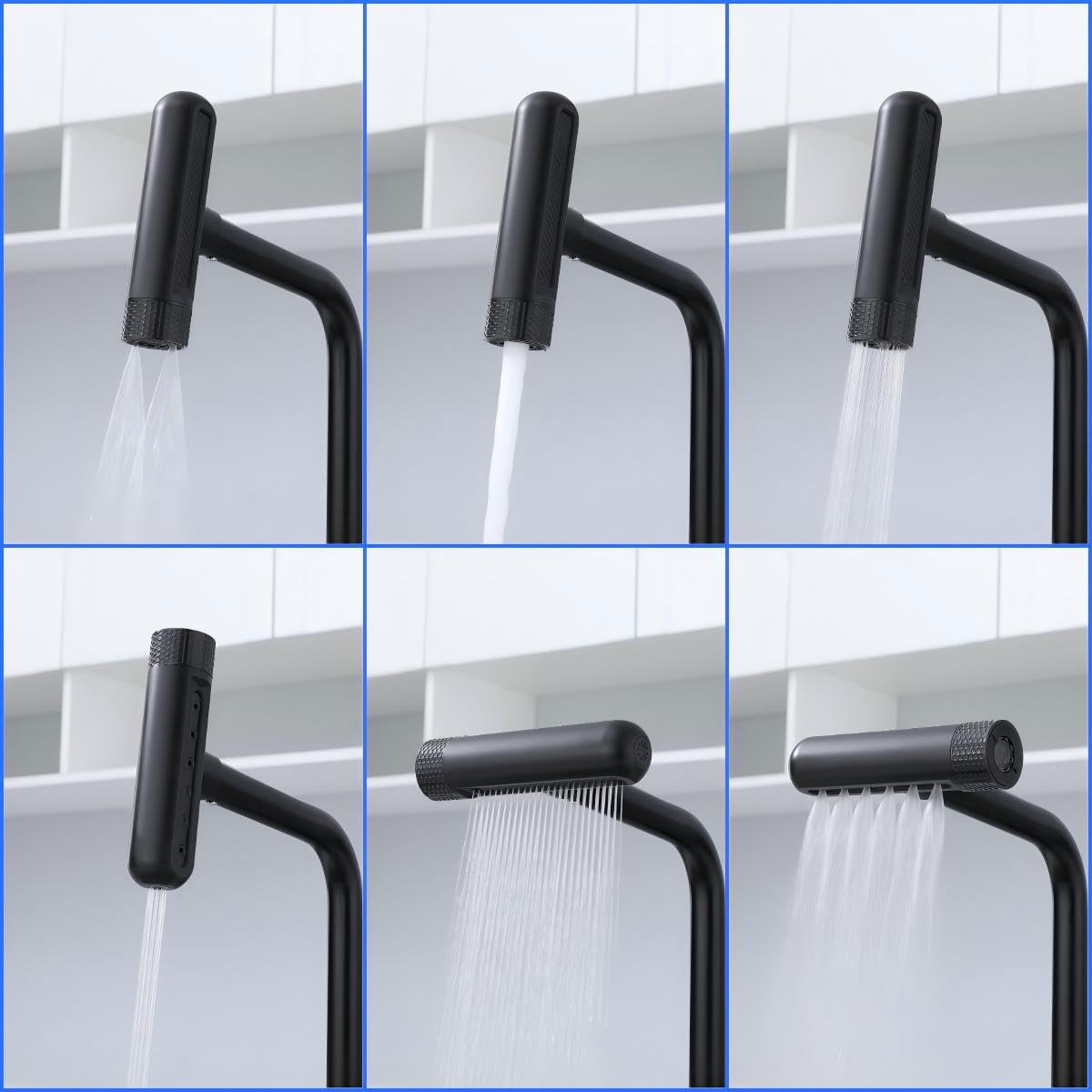 Grifo Cocina Abatible negro, Grifo Abatible Cocina 4 Modos De Descarga De Agua,Grifo De Fregadero Plegable, Grifo Monomando Bajo Ventana De Acero Inoxidable 304 (negro)