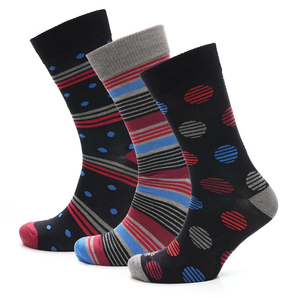 A2Z Mens 3 Pack Bamboo Ankle Socks Soft Breathable Heel and Toe Design - Socks MEN 1337 Spotty 3 Pack 6-11