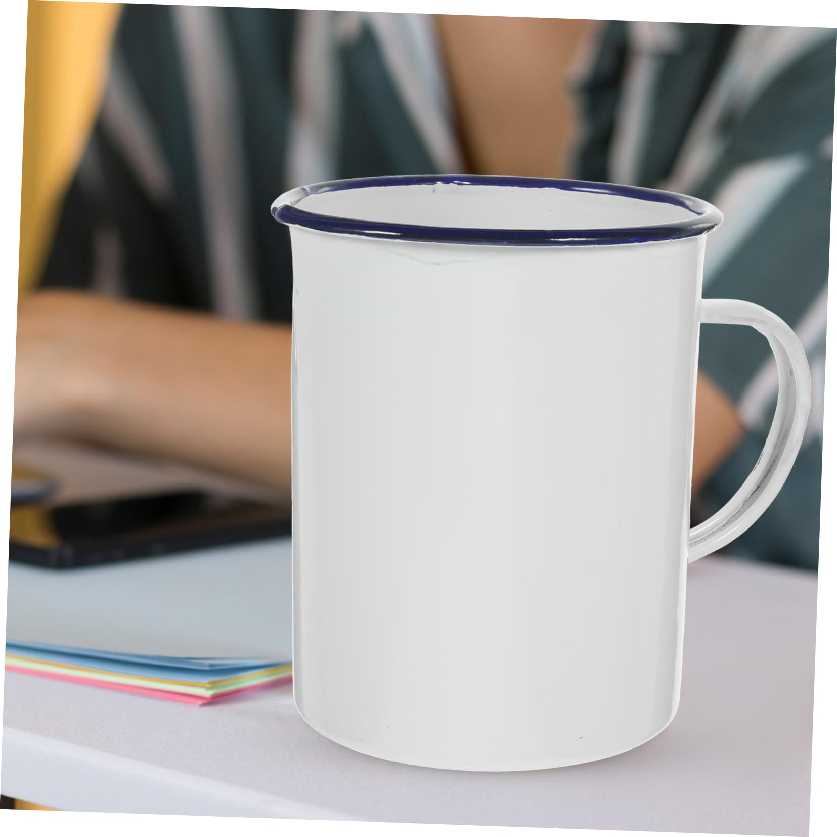 Alipis 2 Stück Retro Emaille Becher Kaffeetasse aus Emaille für Milch und Tee Hitzebeständiger Trinkbecher für Zuhause Büro und Praktische und Langlebige Trinkflasche für Freunde