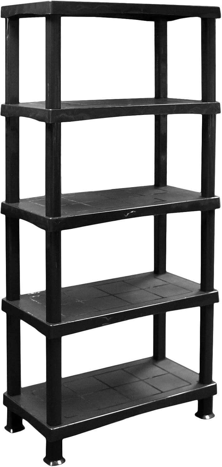 Muddy Hands Heavy Duty 5 Tier Plastic Storage Shelf Home Garage Shelves