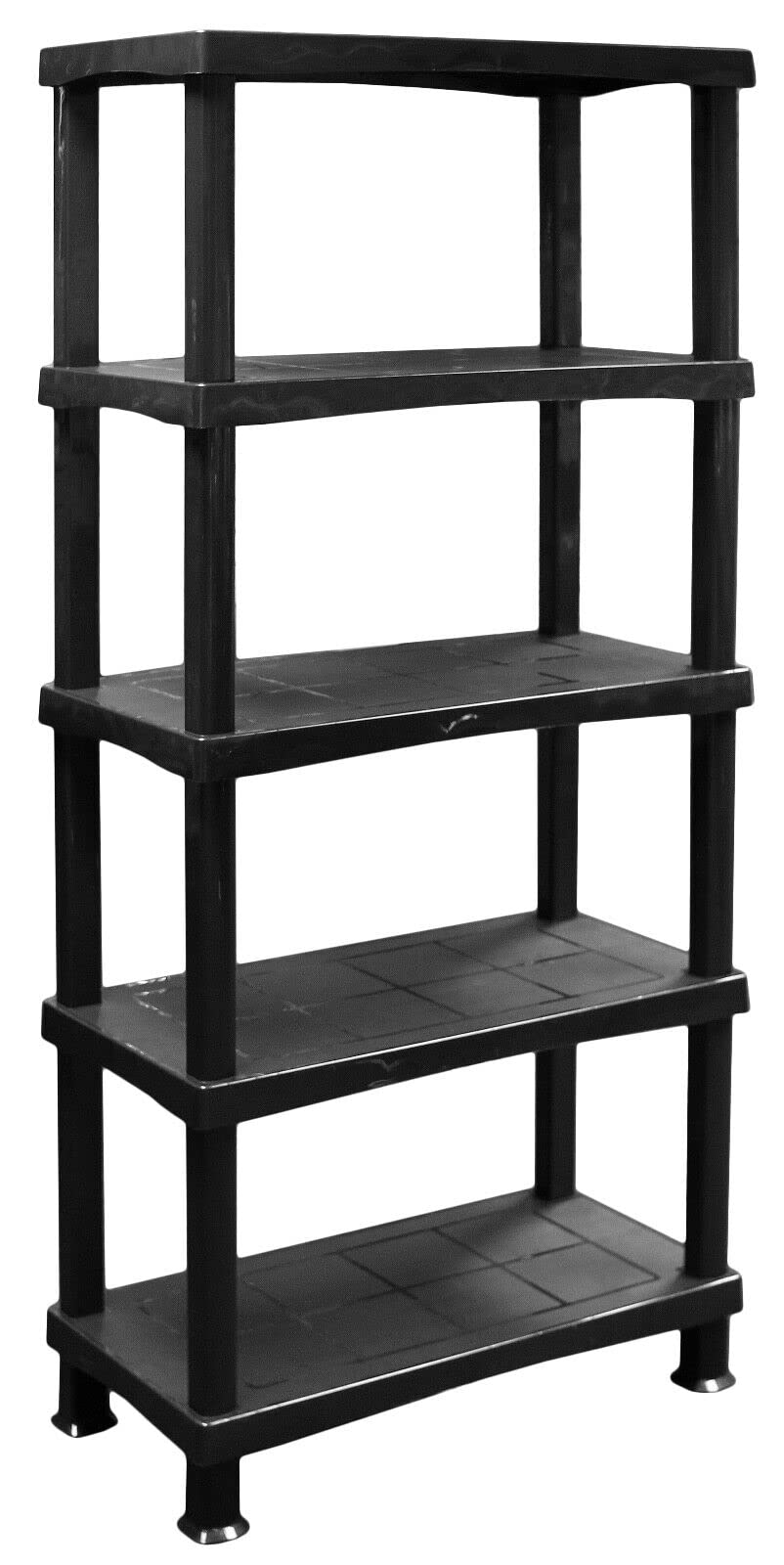 Scaffali in plastica resistente a 5 ripiani, per organizzare attrezzi, giocattoli, forniture per ufficio e molto altro ancora, robusto scaffale per un facile accesso, ideale per la casa e il garage