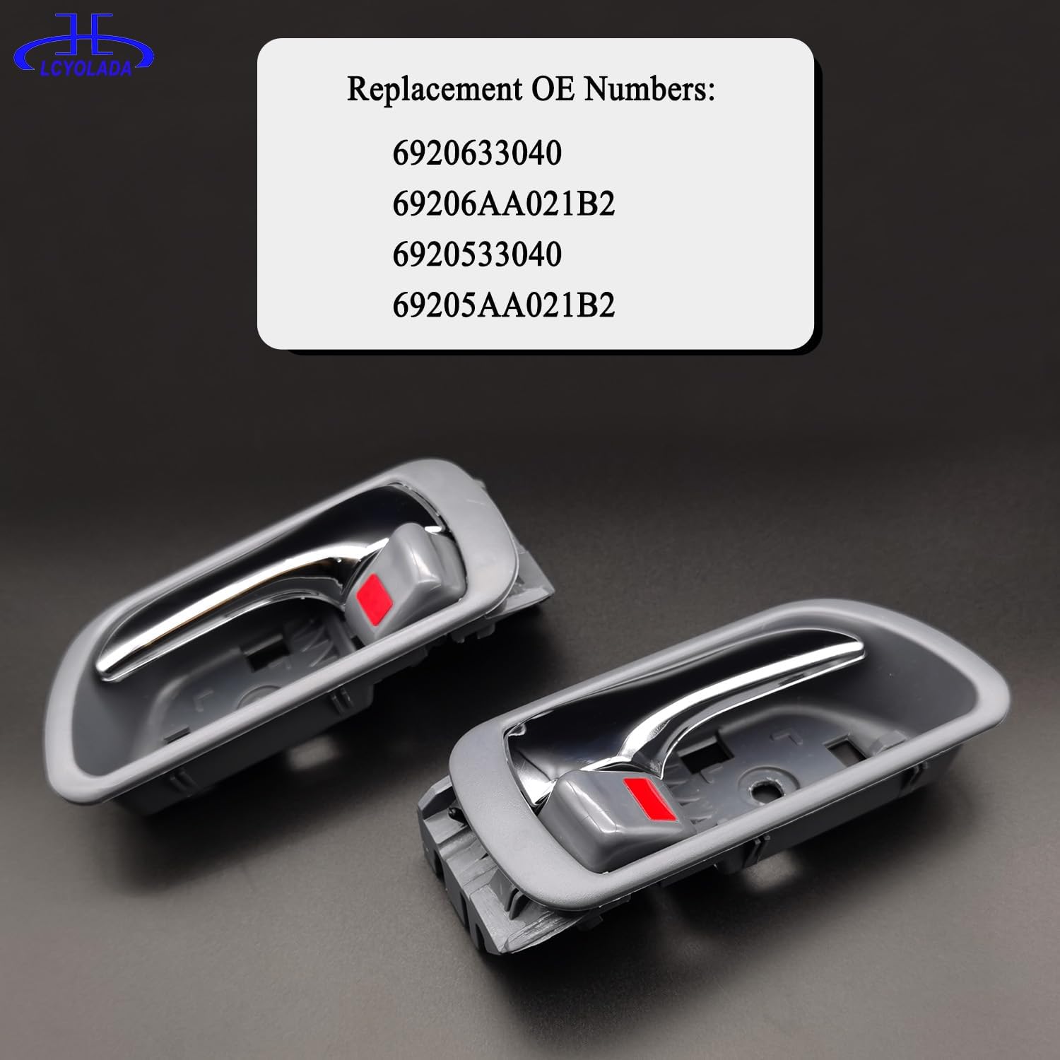 4Pcs Interior Door Handles for Toyota Camry 2002 2003 2004 2005 2006, Front Rear Left Driver & Right Passenger Side Replaces# 6920533040, 6920633040, Gray Handle with Chrome Lever