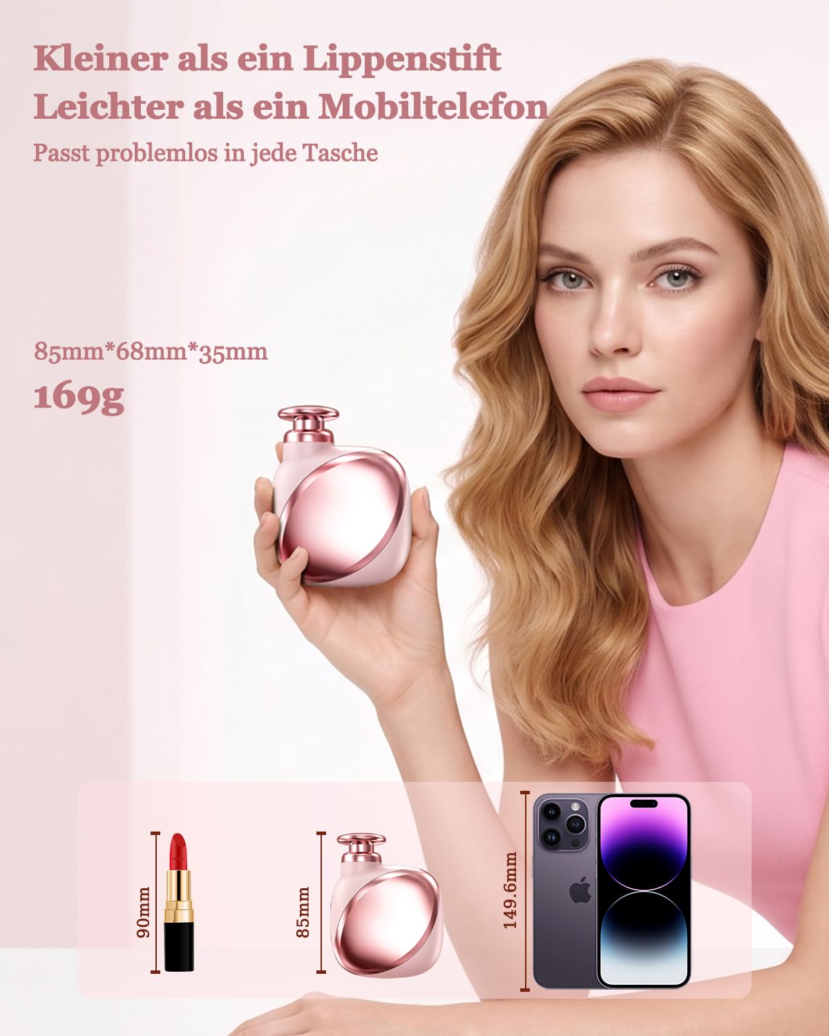 Mini-Massagepistole für Damen : 169g Ultraleicht,Geringe Vibrationen,Extrem Leise Tiefengewebe Percussion Massagegerät - Tragbares Handmassagegerät für Outdoor-Aktivitäten, Reisen, Büro und Frauen
