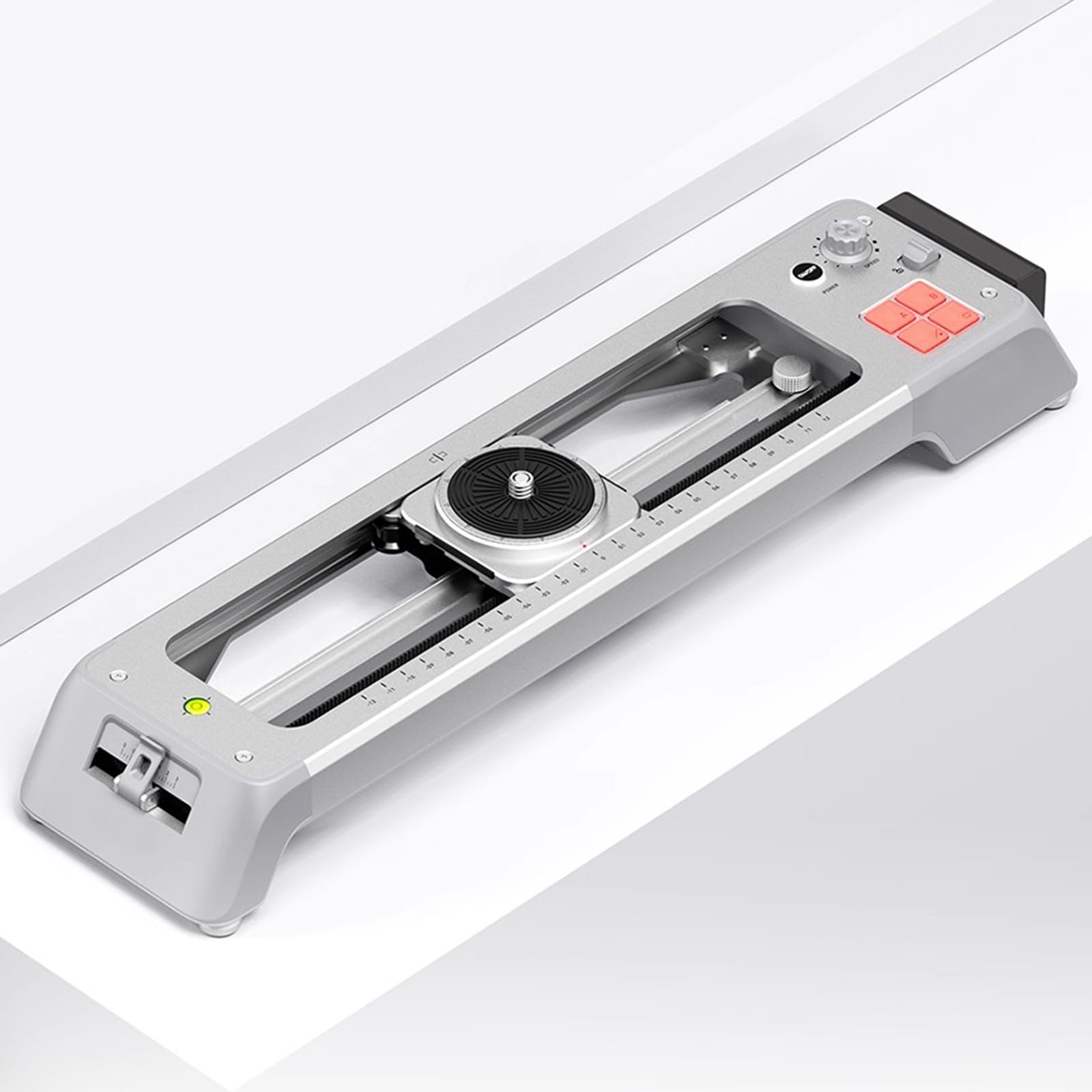 Slider motorizzato per fotocamera con guida panoramica girevole a 125°, controllo app per time-lapse e riprese video, capacità di carico 2,5-5 kg