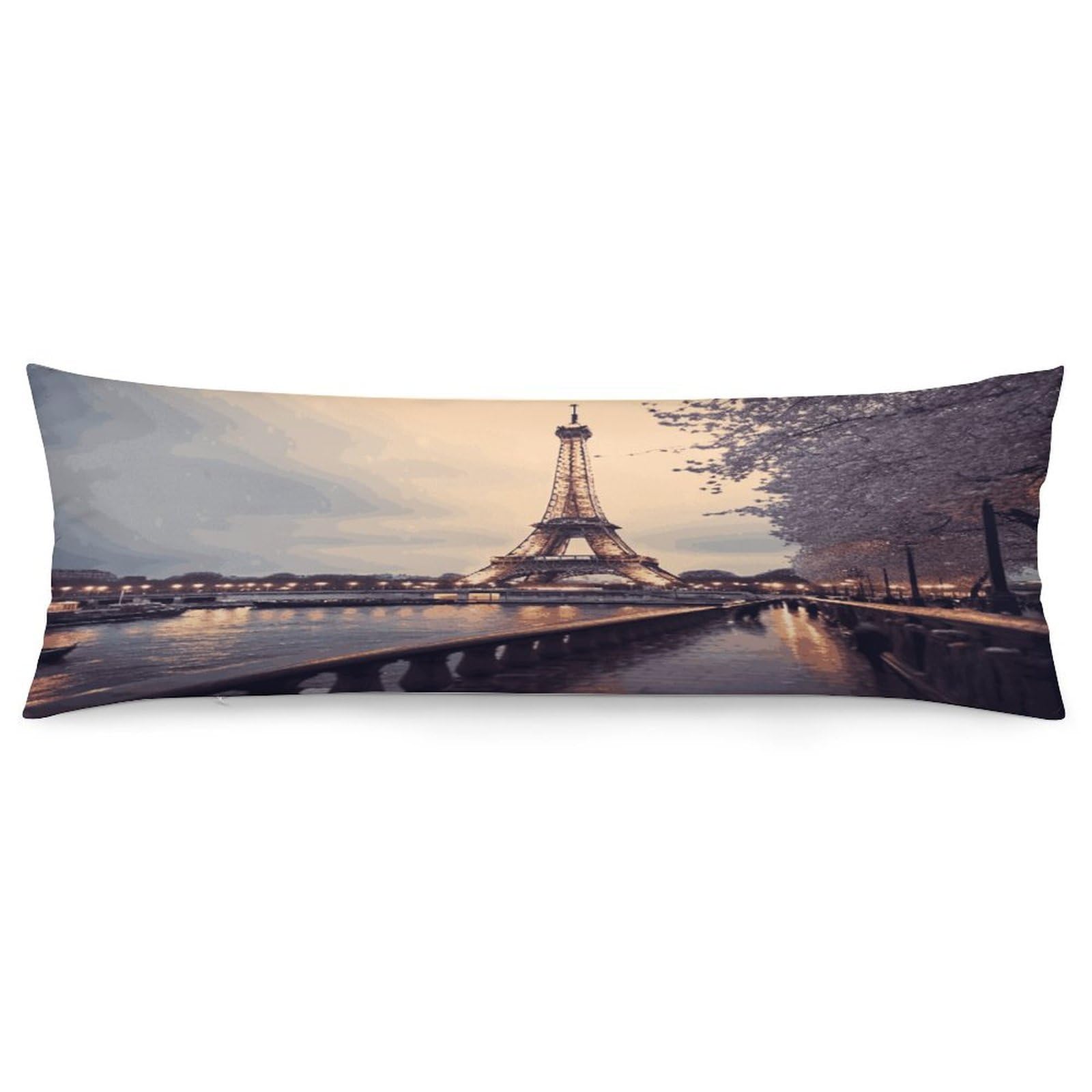 Eiffel Tower Winter Rainy Pillow Cover with Zipper Pillow Case Super Soft and Cozy Body Pillowcase 19 X 53 Inches Luxury Long Pillowcase for Couch Sofa Chair Bed Home Decor Pillows Cover