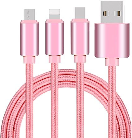 Amazon Co Jp 3 In 1 Usb充電ケーブルfor Iphone Android Cタイプlightning Micro Usb Iso インターフェース Apple 7 7 Plus 6s 6s Plus 6 6 Plus 5s Ipad Samsung 120cmのための高速充電ナイロン編組 ローズゴールド パソコン 周辺機器