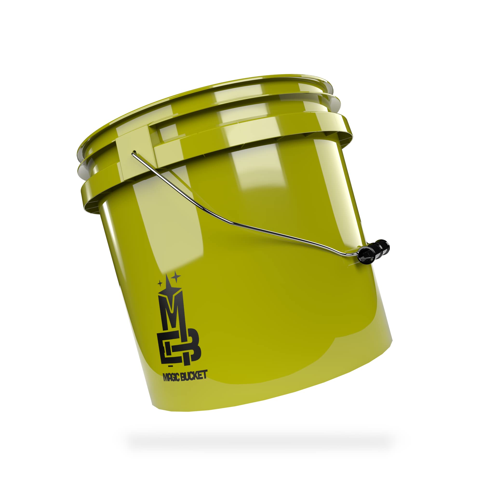 MAGIC BUCKET Wash Bucket for Car Hand Wash Khaki | 3.5 US GALLONEN Approx. 13 Litres | Compatible with Grit Guard, Detail Guardz Dirt Lock, Chemical Guys Dirt Trap, Gamma Lids Lid