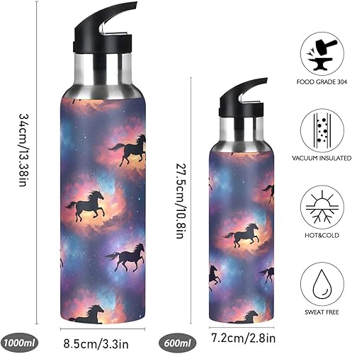 Miniatura 2 de Horses Vibrant Insulated Stainless Steel Water Bottle with Straw 20 Oz, BPA-Free Sports Water Bottle with Straw Leakproof Water Bottles