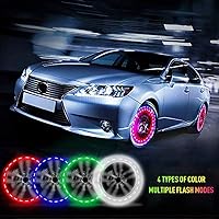 Vista 7 de KaiDengZhe Luces solares para neumáticos de automóvil, luces LED para neumáticos de automóvil, tapa de válvula de aire, luz con sensores