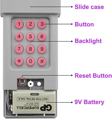 Miniatura 54 de Abridor de puerta de garaje universal con teclado sin llave, controla hasta 2 puertas, funciona con Chamberlain, LiftMaster, Craftsman, Genie y más