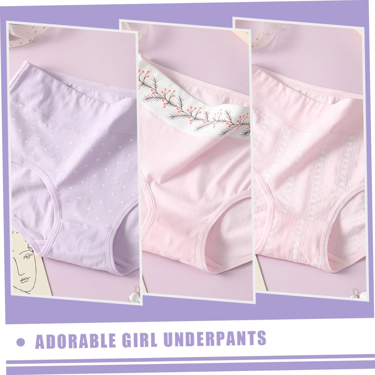 SHERCHPRY 8 piezas de ropa interior de algodón suave para niña, calzoncillos de algodón para mujer, ropa interior triangular, bragas de algodón para