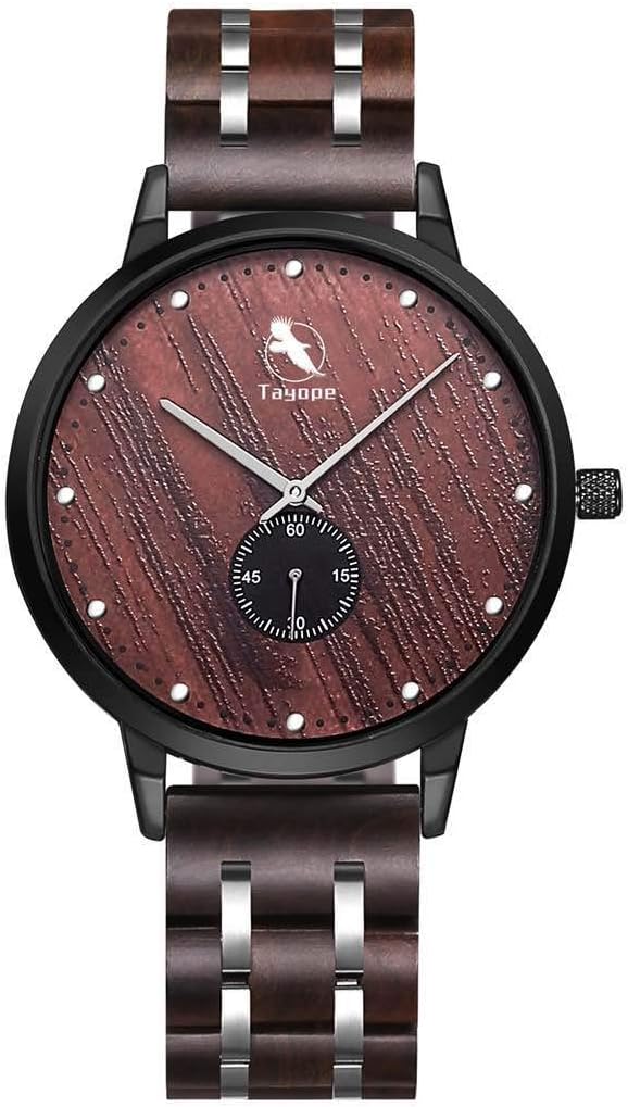 Wooden Watch, Wood Watches for Men Minimalist Wristwatch in Engraved Wood Box