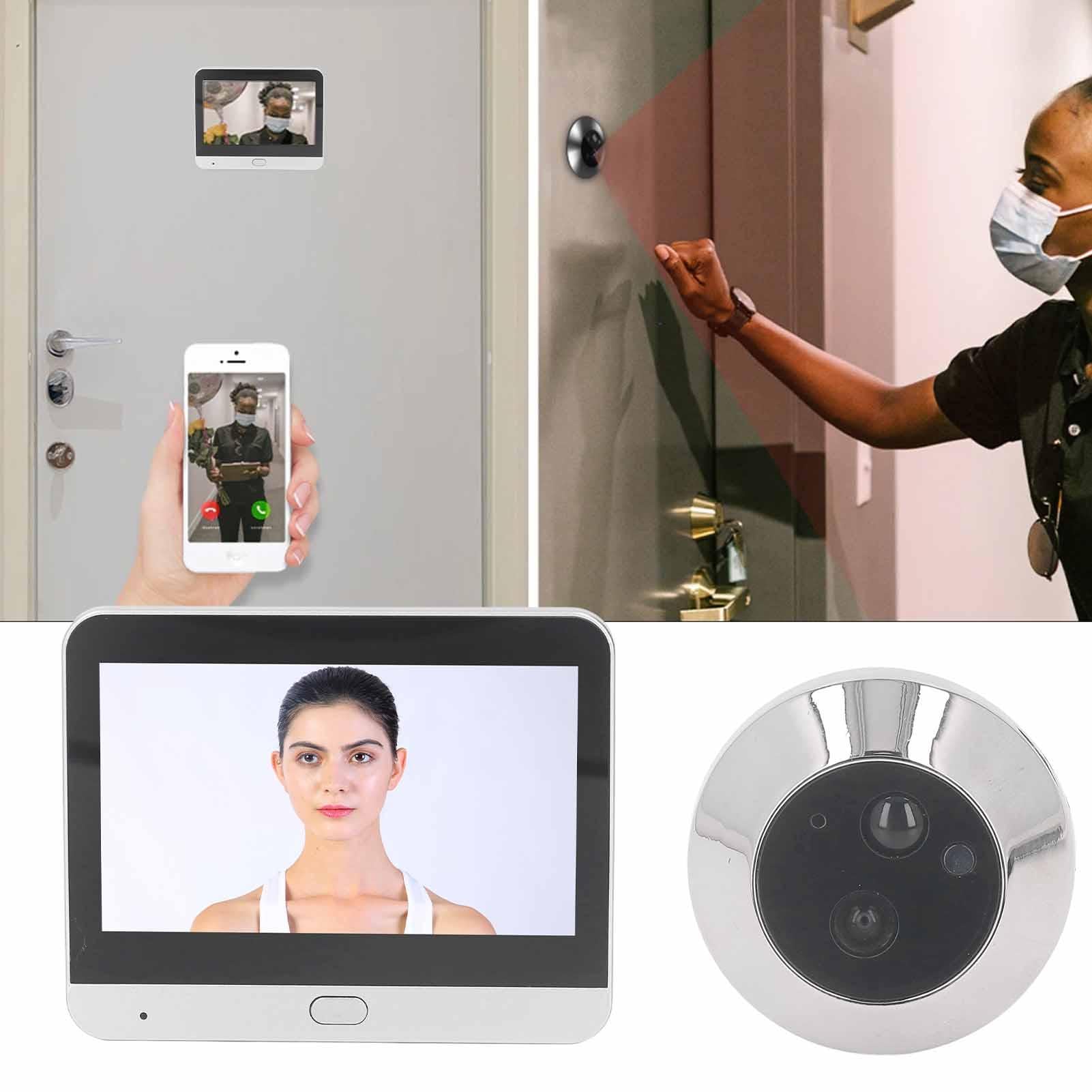 Nikou Videocitofono intelligente senza fili da 1080P, con schermo a colori da 4,3 pollici, videochiamate bidirezionali, riconoscimento personale, per porte da 35 a 120 mm