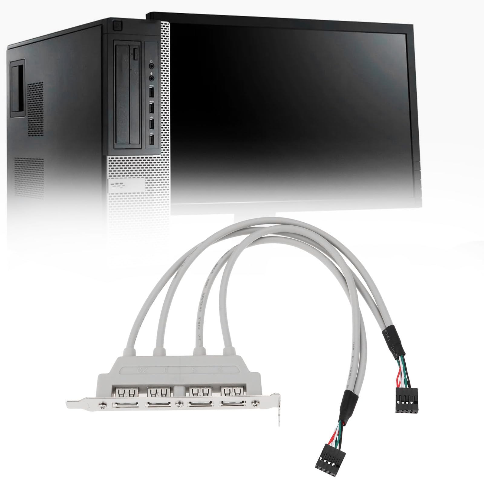 4 porty USB 2.0 żeński na 2 płyty głównej 9-pinowy kabel nagłówka z uchwytem PCI-E