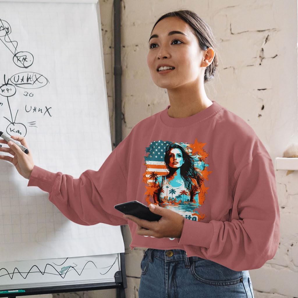 Patriotic Design Cropped Long Sleeve T-Shirt - American Themed Gifts - Great Item