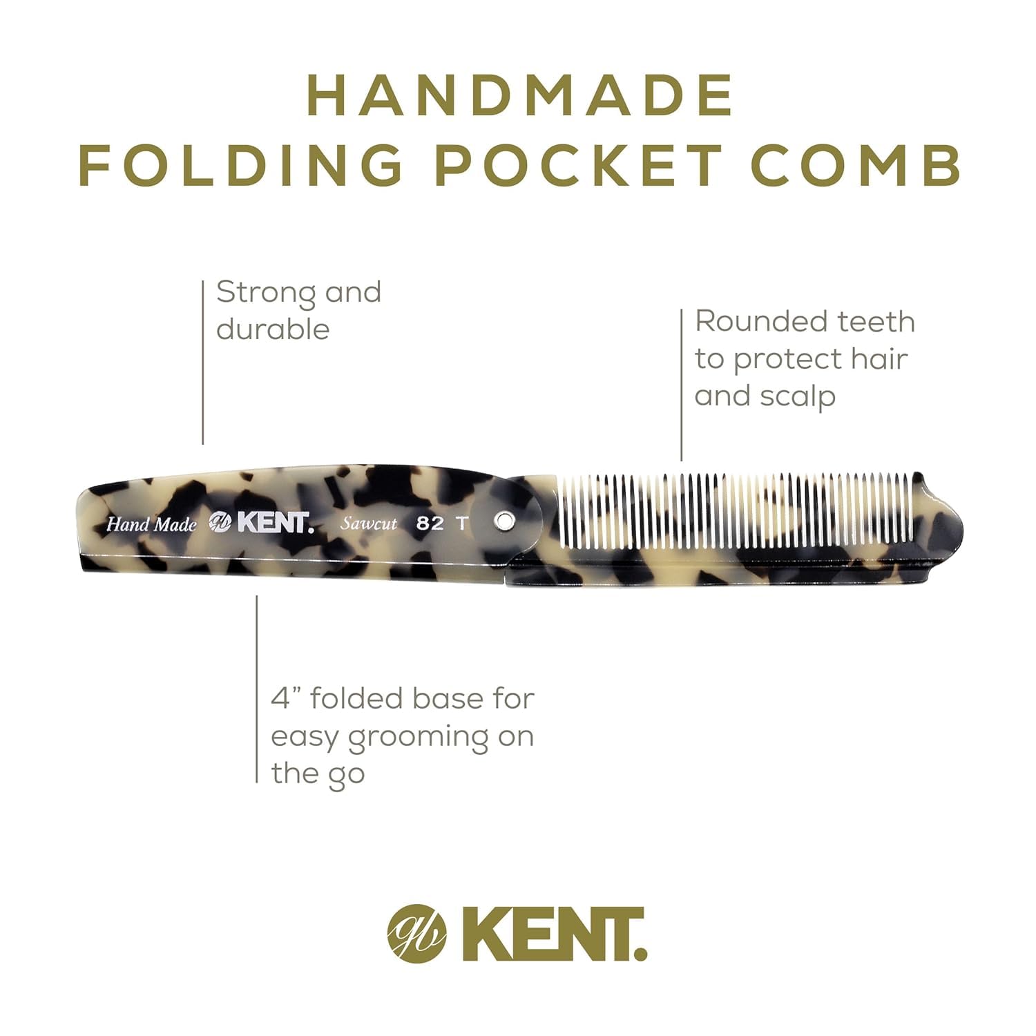 Kent Set Men's Hair Pocket Combs, 81T X-Small, OT All Fine Tooth, 82T Fine Tooth Folding Comb. Best Hair, Beard and Mustache Grooming Kit for Travel and Home Care, Handmade in England