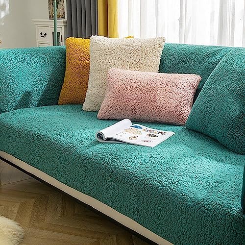 SHANNA Thick Rabbit Plush Sofa Cover 1 2 3 Seater, 2024 New Universal Non-Slip Corner Sofa Cover L Shape Super Soft Faux Fur Sofa Slipcovers for Living Room(Grey, 70 * 70cm Armrest or Backrest)