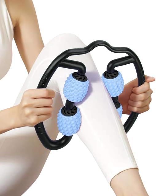 ELOKI Foam Roller Massager Tools, 3D Foam Roller 360°Massager Full Body Relaxation Tool Yoga Fitness 4 Wheels Roller Muscle Therapy Stick