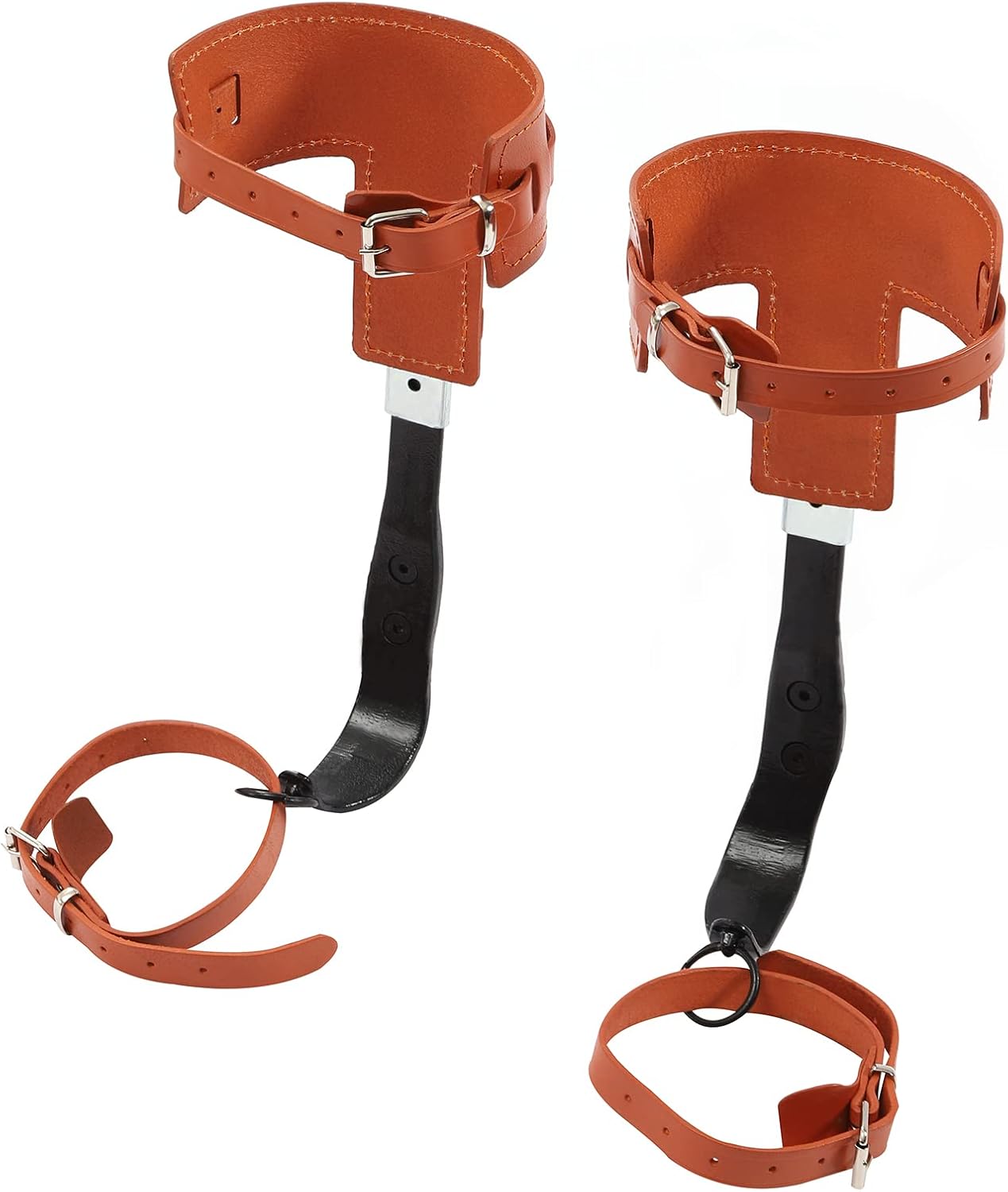 Stainless Steel Climbing Tree Spikes with Cattle Hide Leggings & Extra Straps - Durable Gear for Outdoor Jungle Survival & Fruit Picking Adventures