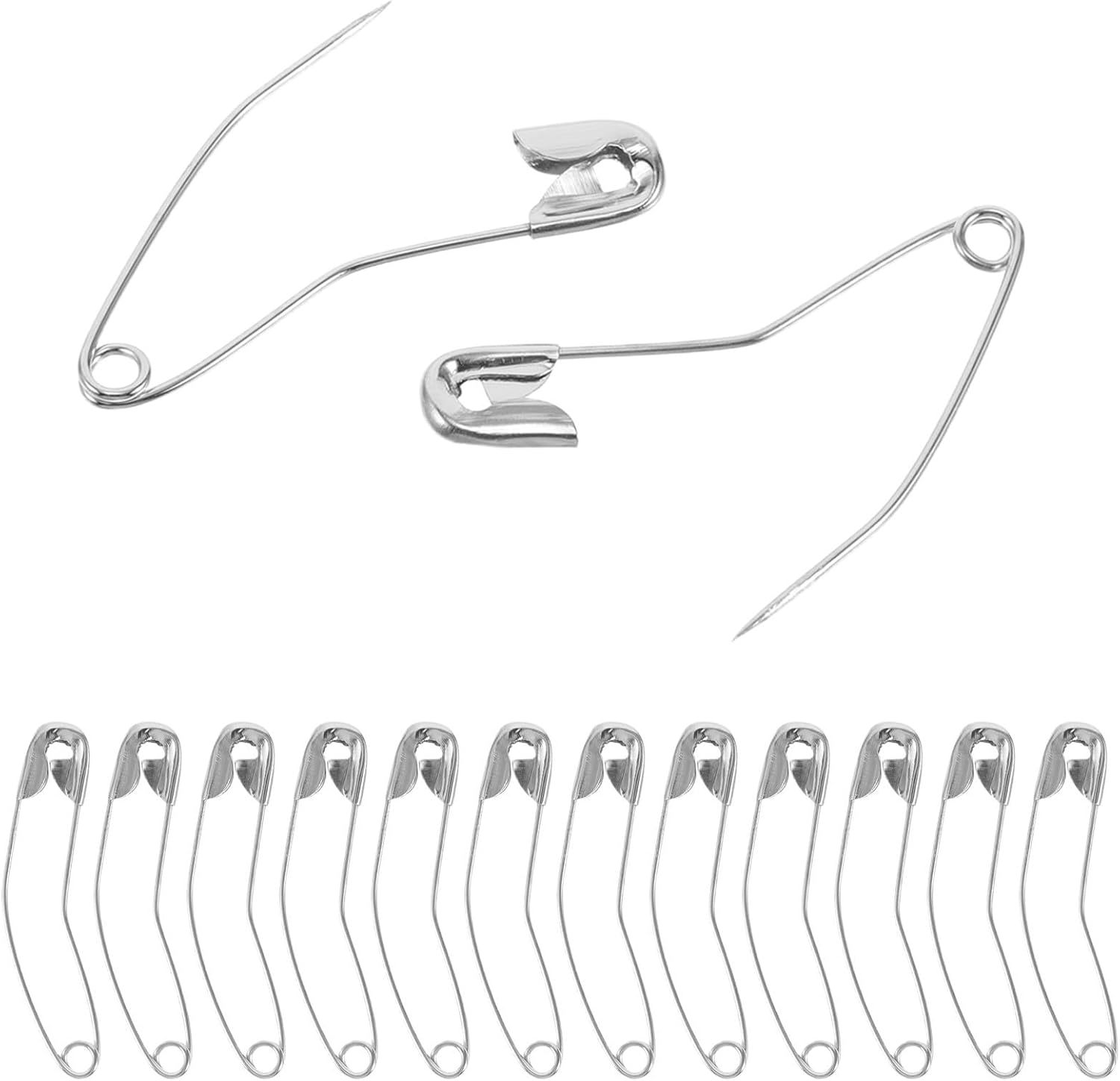 Kisangel 100pcs Curved Nickel Plated Basting Pins for Quilting and Sewing, Ergonomic Pin Head with Multilayer Fabric Compatibility, Sturdy Iron Material, Silver Color, for Dressmakers