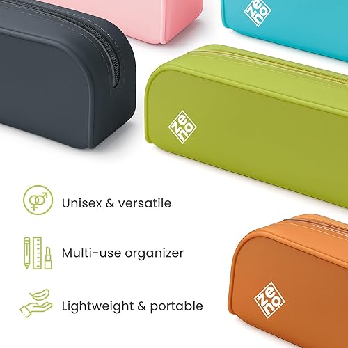 Miniatura 7 de ZENO Estuche de silicona para lápices  Estuche estético para mujeres y adolescentes  Lindo estuche para bolígrafos, bolsa de maquillaje beige, bolsa