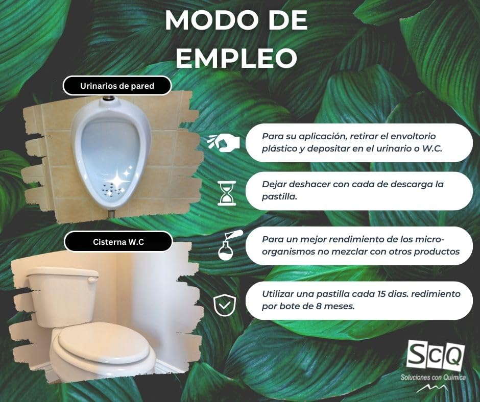 Pastillas limpiadoras biológicas para cisternas urinarios e inodoros I elimina malos olores I evita atascos cañerias I mantiene Limpio el wc, libre de sarro e incustraciones
