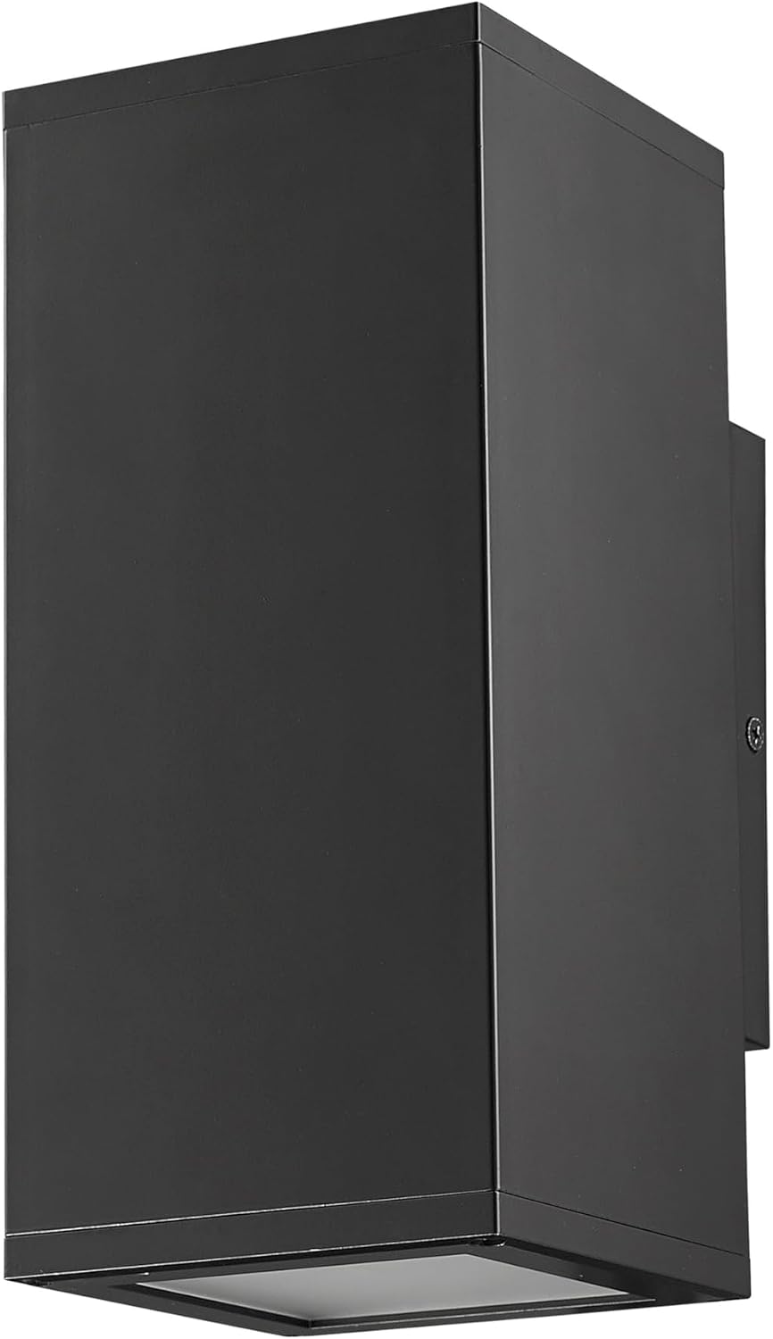 ML Lighting | Vegas Collection | 43001-PBK | 1 Light Outdoor Wall Sconce in Powder Coated Black Finish with Frosted Glass Shade | Sleek Contemporary Cylindrical Design for a Focused Perfect Glow