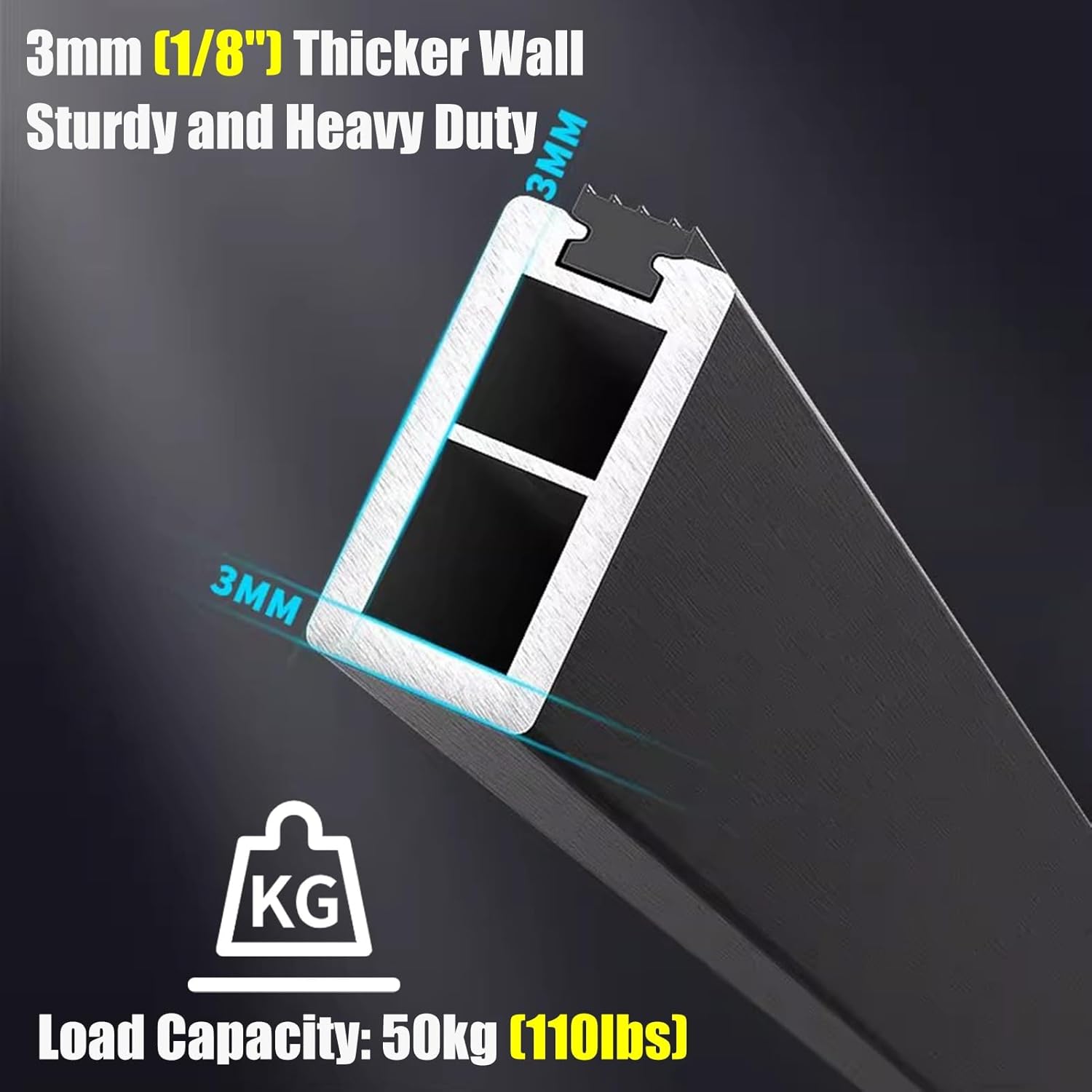 Closet Rod 3mm Extra Thick Clothes Bar, 90 100 110 120 130 140 150cm Square Closet Rack, Removable Clothing Storage Hanger, Wardrobes Pole with Brackets ( Color : Dark Gray , Size : 80cm(31 1/2") Leng