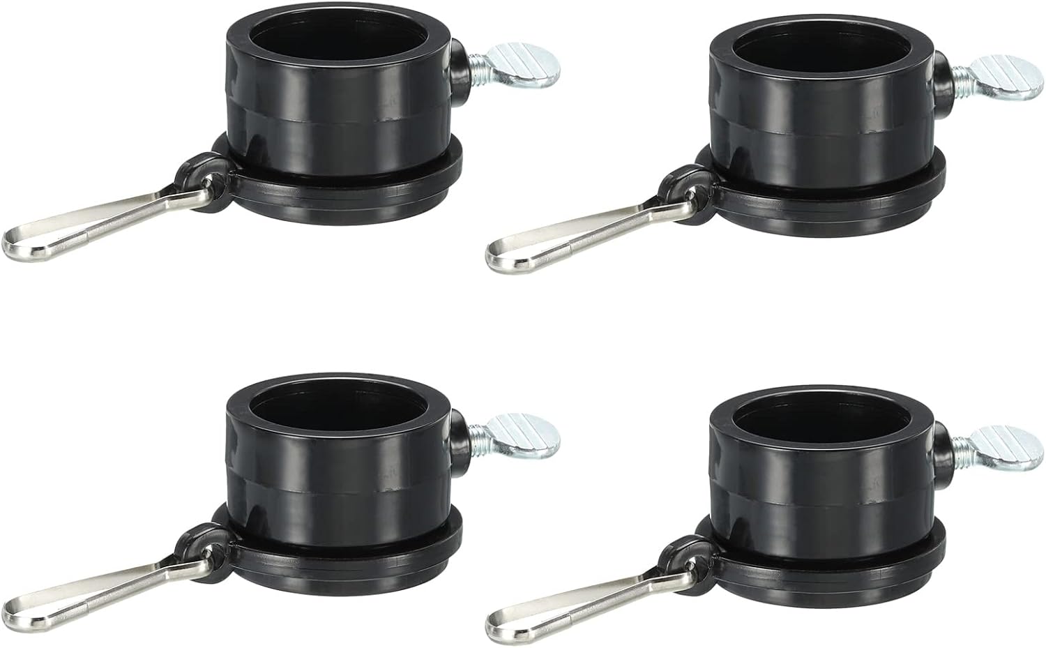 MECCANIXITY Flag Pole Rings Mounting Clips Rotating Adjustable Fasteners 32mm x 27mm Black Pack of 4