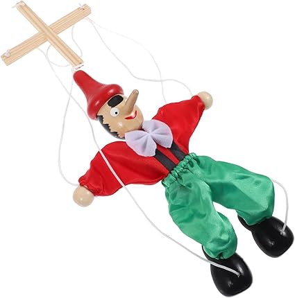 VICASKY Wooden Marionette Pull String Puppet for Interactive with Fine Craftsmanship and Finger Flexibility Exercise Fun Party Favor Collectible Handcrafted Peg Doll Figurines Random Color
