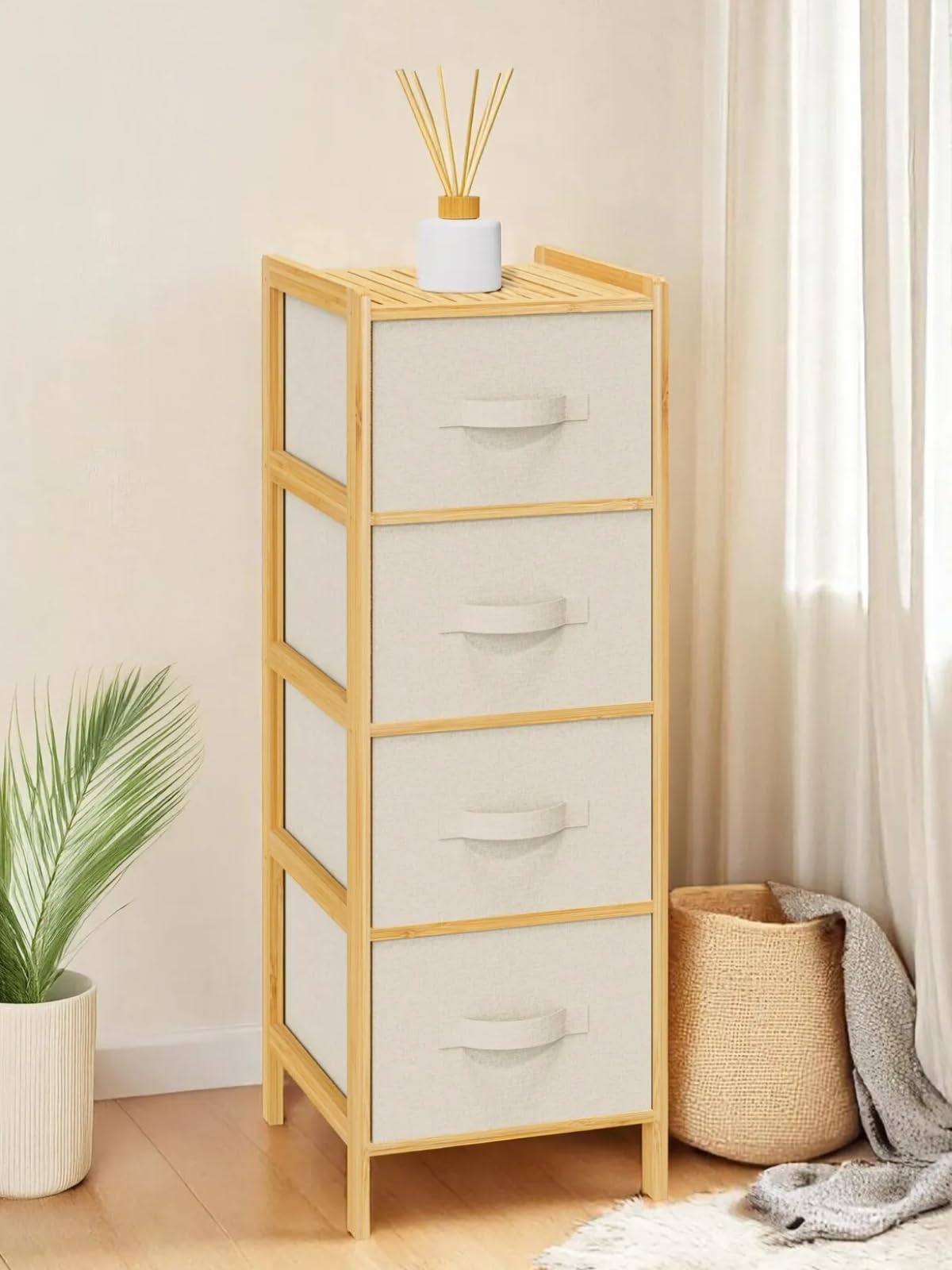 Digithome Bambu 4 Çekmeceli Dolap Organizer Çok Amaçlı Düzenleyici