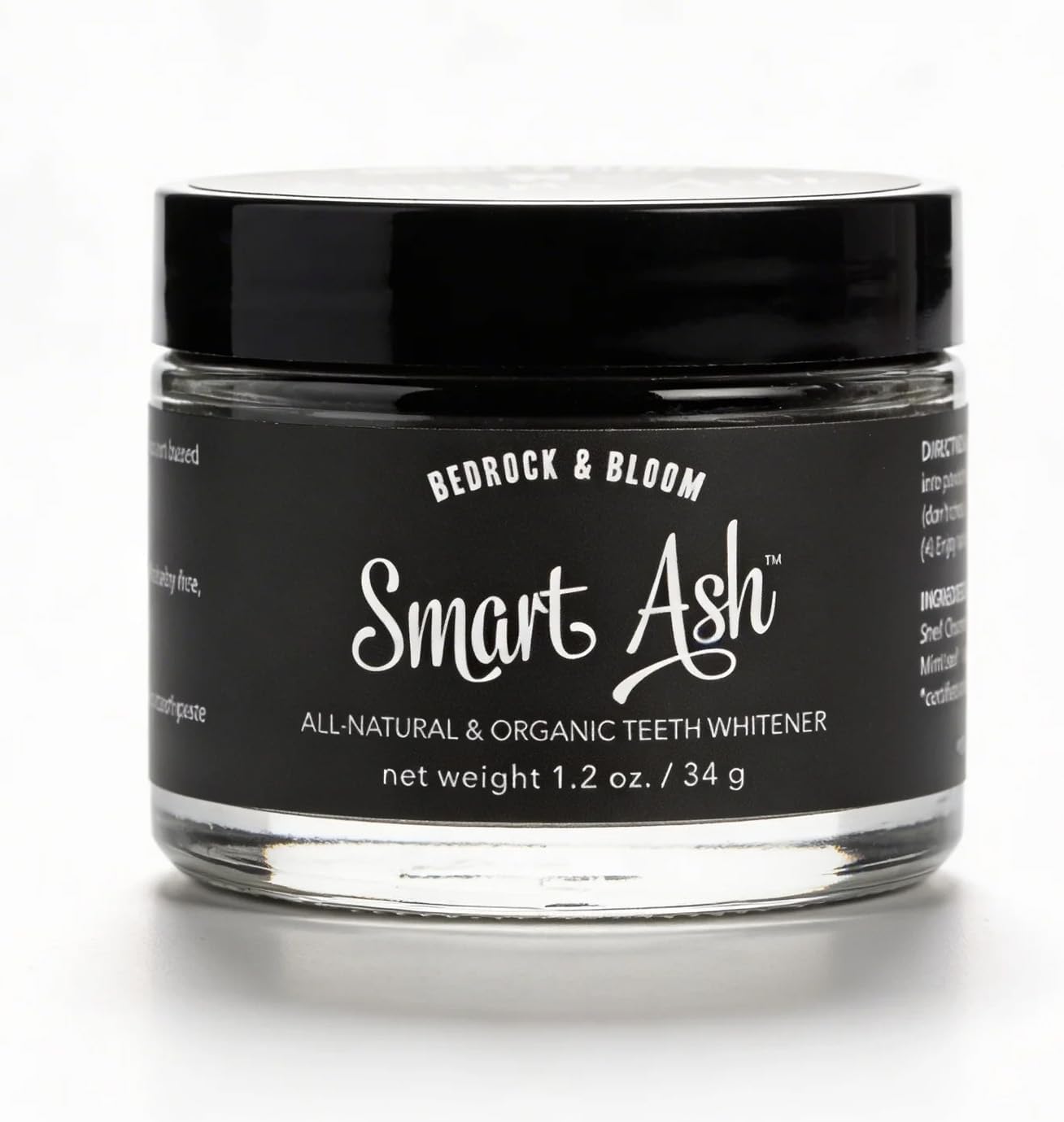 Smart Ash - Natural Charcoal Teeth Whitening Powder, Brightens Smile, Removes Surface Stains, Fluoride Free Toothpaste Alternative