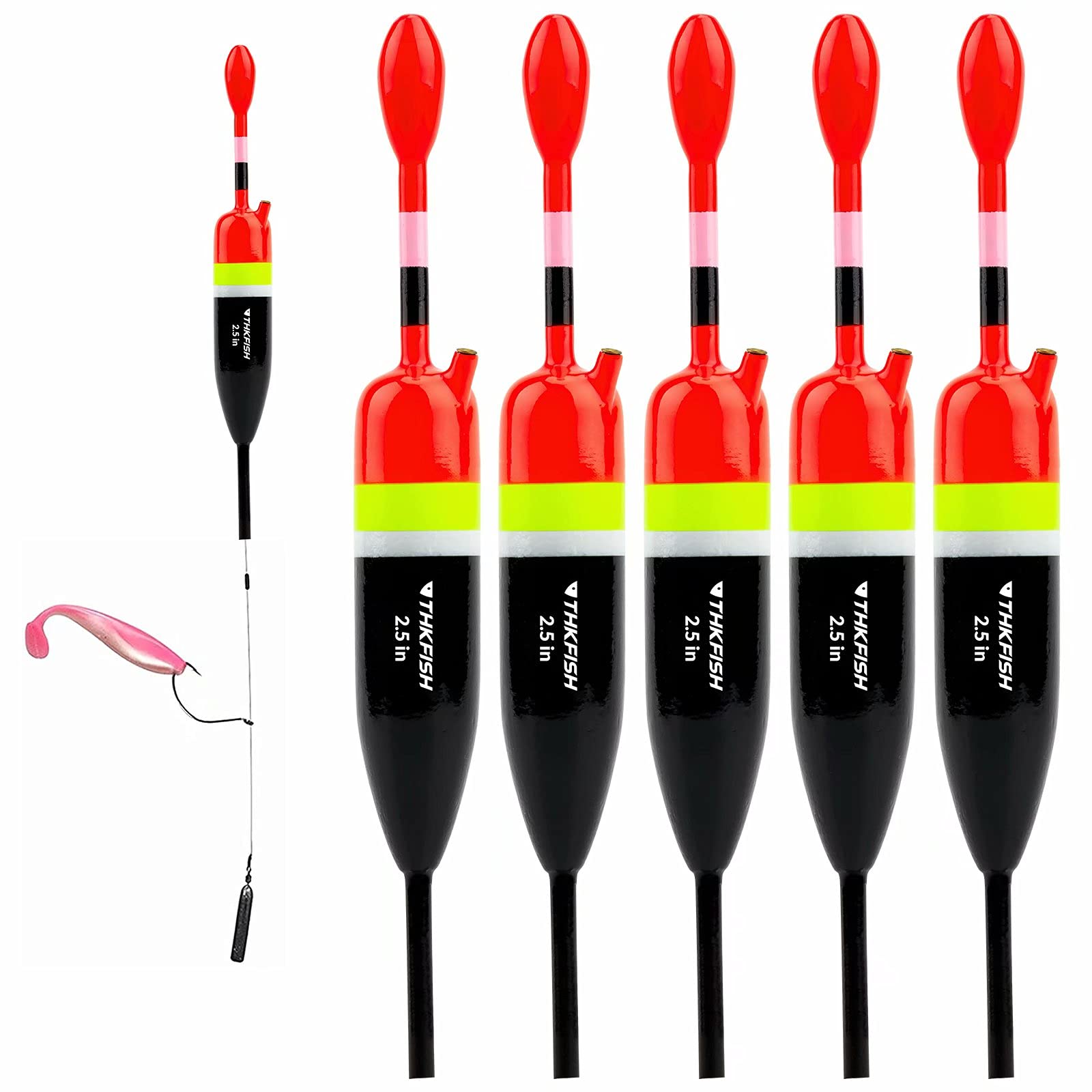 THKFISH Fishing Bobbers Fishing Floats and Bobbers Slip Bobbers for Fishing Balsa Floats Crappie Fishing Bobbers 5PCS