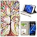 S7 Case, UrSpeedtekLive Galaxy S7 Wallet Case, Premium PU Leather Wristlet Flip Case Cover with Card Slots & Stand for Samsung Galaxy S7, Love Tree Pattern