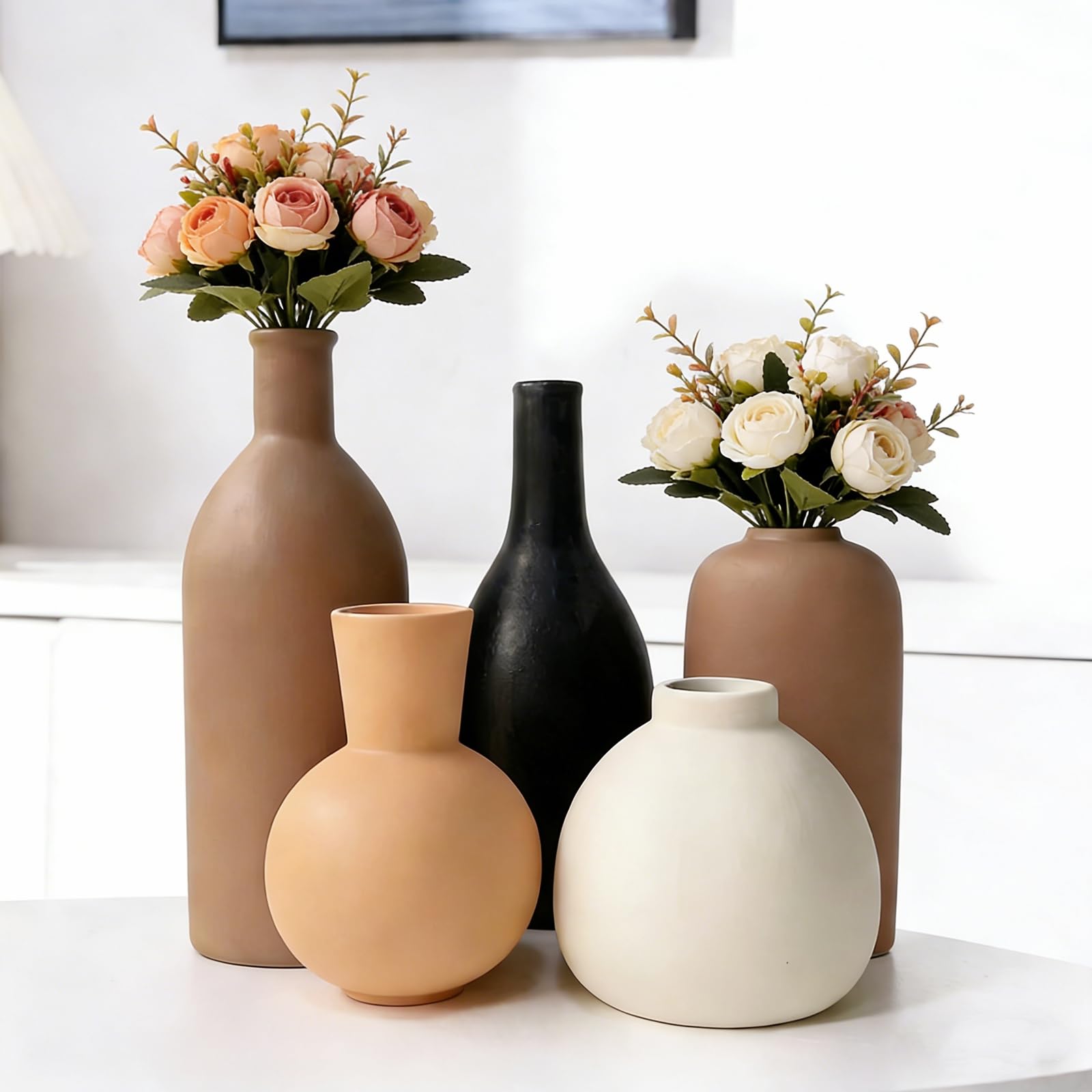 Jarrones de cerámica decorativos para salón y mesa de centro
