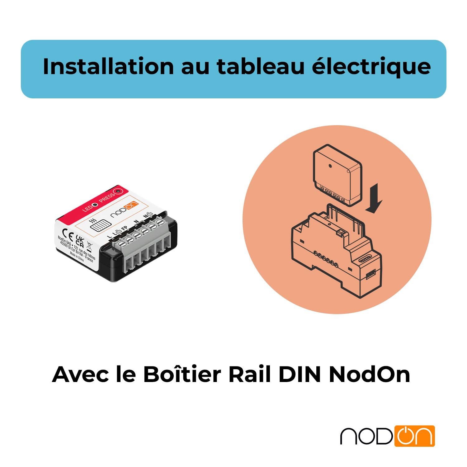 NodOn Zigbee 3.0 Module Chauffage Fil Pilote avec Mesure de Consommation - Fil Pilote Connecté Gestion Chauffage - Economies d’Energie, 6 modes, Compatible Zigbee Home Assistant, Jeedom, Zigbee2MQTT