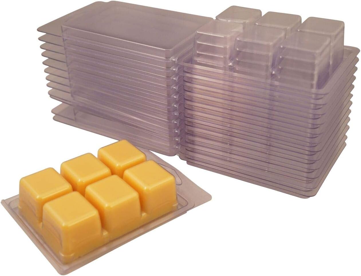 Now Made in The USA! Packed Loose, Easy to Reopen, High Quality Coo Candles 6 Cavity Clamshell Molds for Wickless Wax Melt Candles (100)
