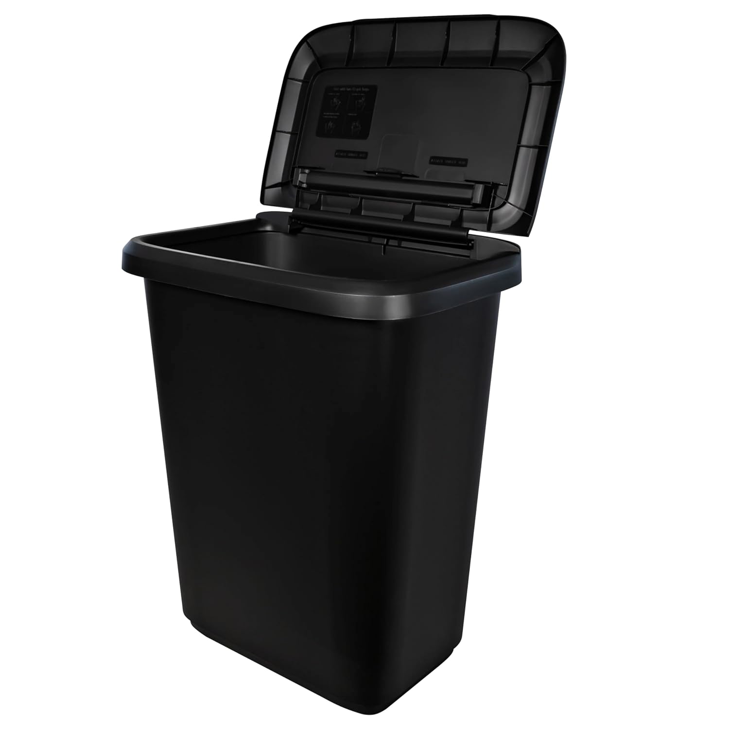 Oversized Dual-Compartment Trash Can - 20.4 Gal Plastic Kitchen/Garage Bin (Black)