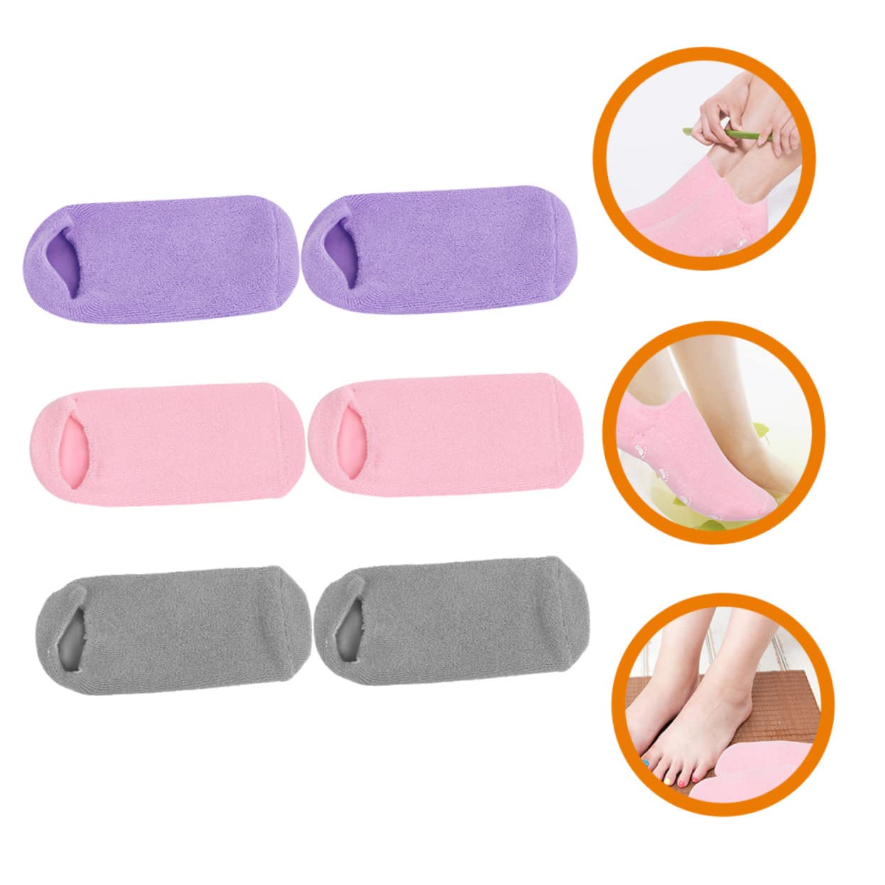 Healeved 3 Pairs Foot Gel Socks Feet Care Socks Hydrating Lotion Non Lotion Socks Foot Socks Thermal Socks Foot Caring Masks Moisturizer Socks Foot Lotion Feet Nursing Socks Vegetable Gel