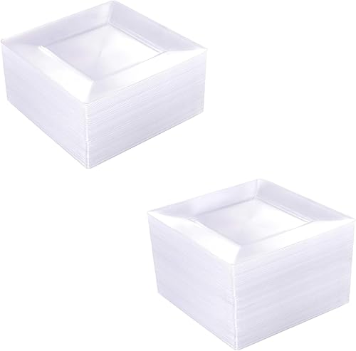 WDF 60 platos de plástico transparente, platos desechables cuadrados de 9.5 pulgadas, 60 platos de plástico transparente, platos desechables