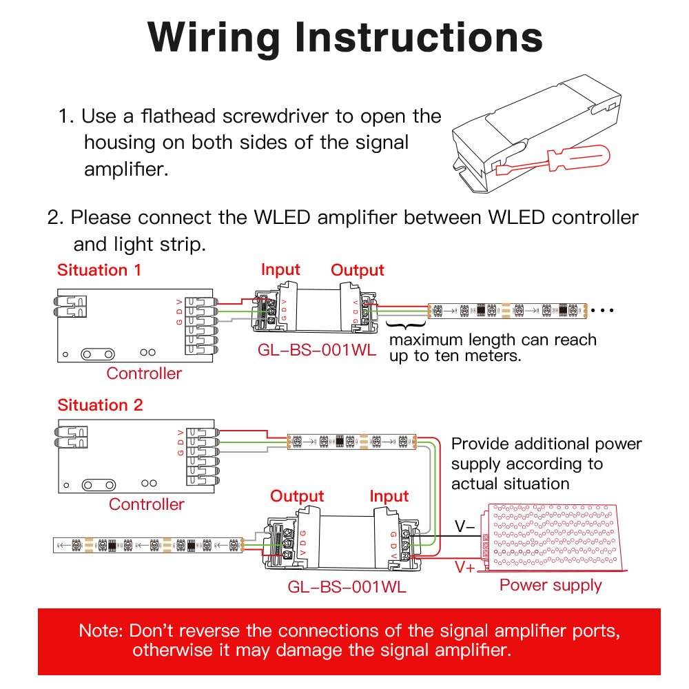 GL-BS-001WL 5-24 V Cyfrowy kontroler taśmy świetlnej WLED RGB RGBW 2811 Łatwe okablowanie Efekt fantomowy 100+