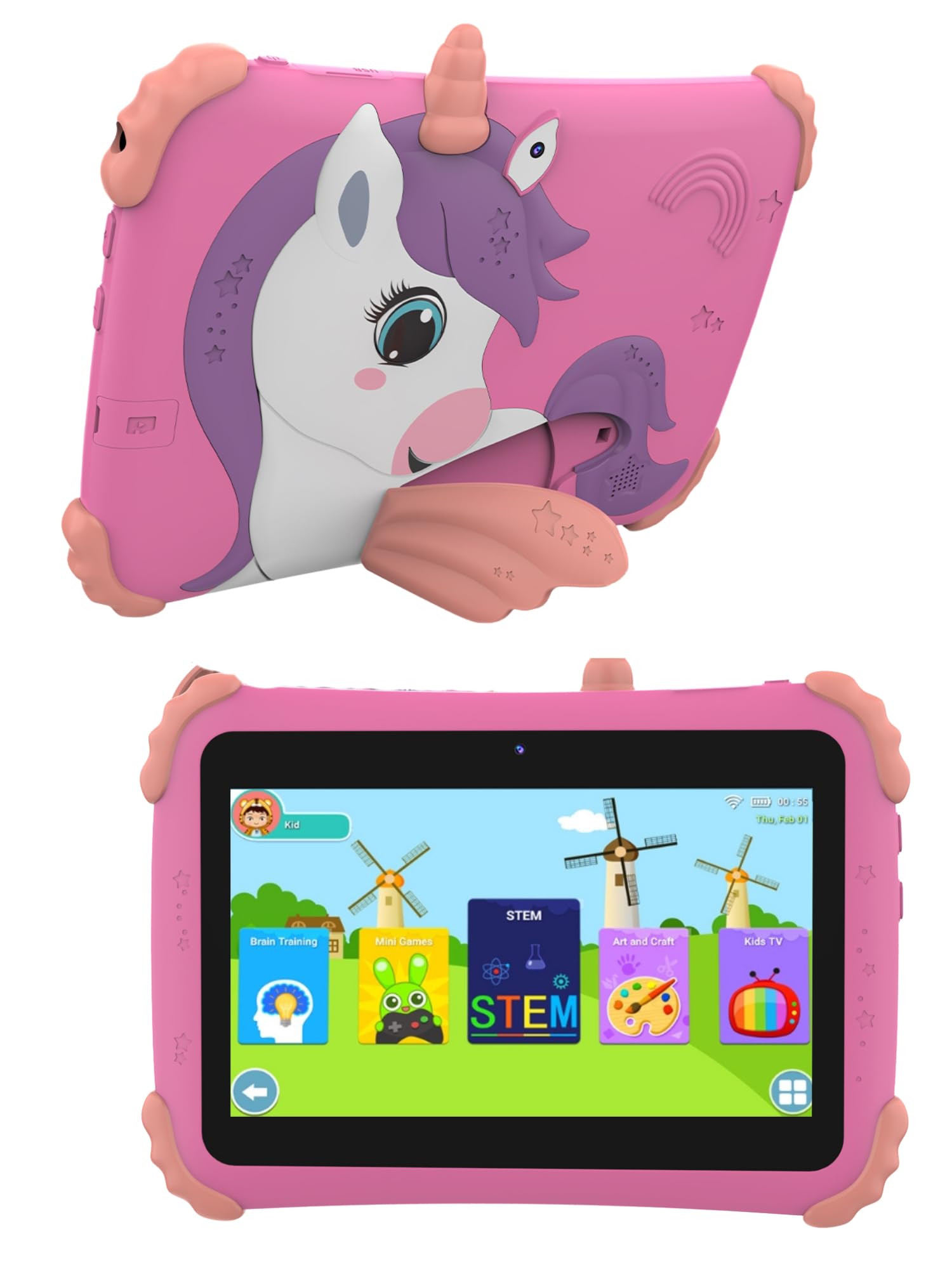 CASON 7 inch Kids Tablet for Study 5-12 Years Age,4GB+32GB Android Tab for Kids,Mini Tablet with Shockproof Case,FHD Eye Comfort Display,Parental Control, Games & Education for Boys, Girls (Pink)-image-45