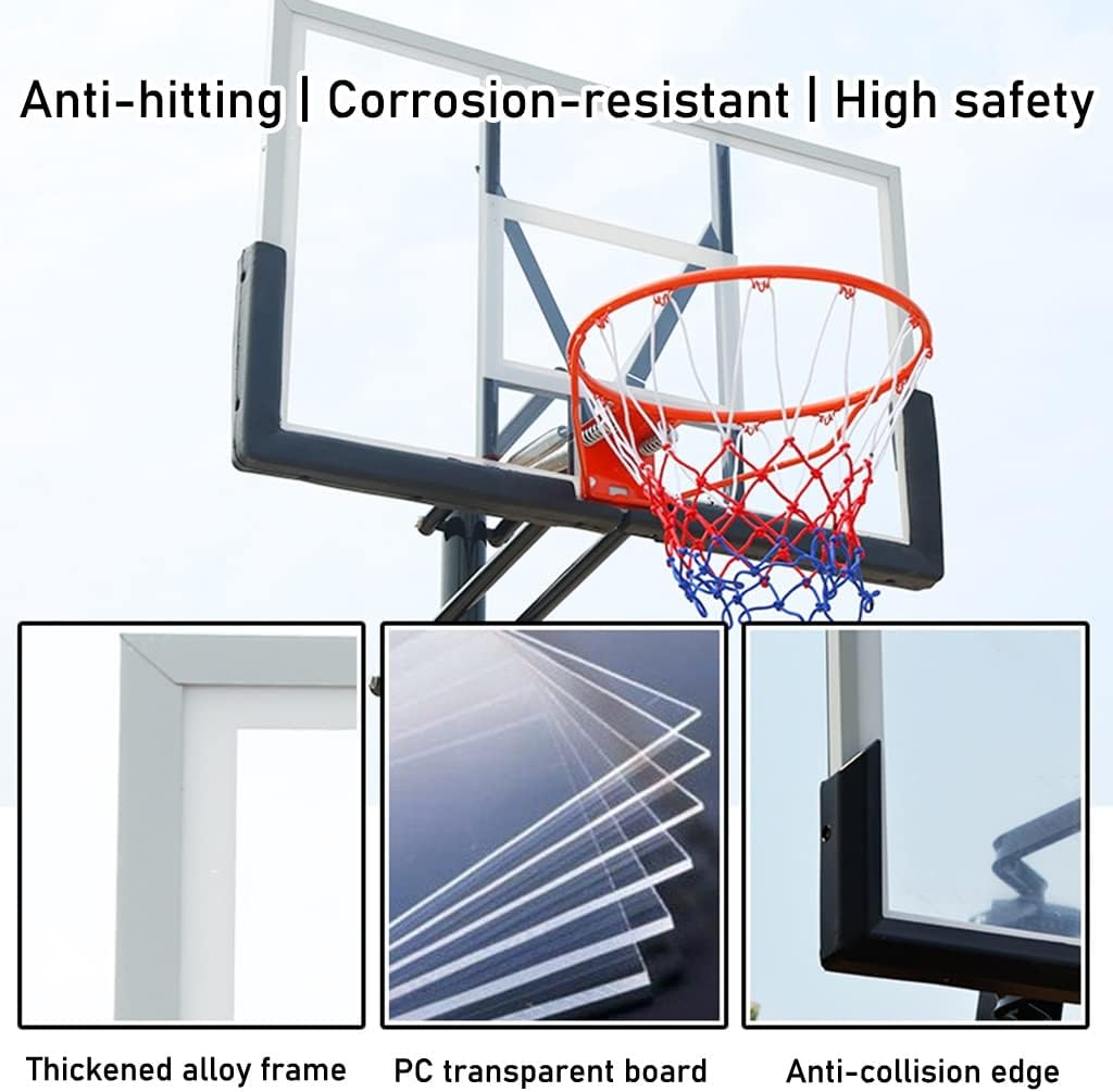 Portable Basketball Stand with Wheels, Liftable Basketball System, Adjustable Height Basketball Stand, Indoor Outdoor Play