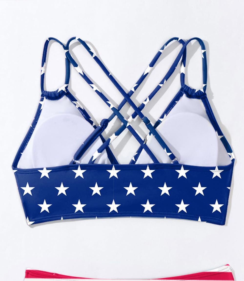 Tainehs Women's Push Up V Neck Bikini Tops Criss Cross Back Padded Bathing Suit Top Only - Image 4