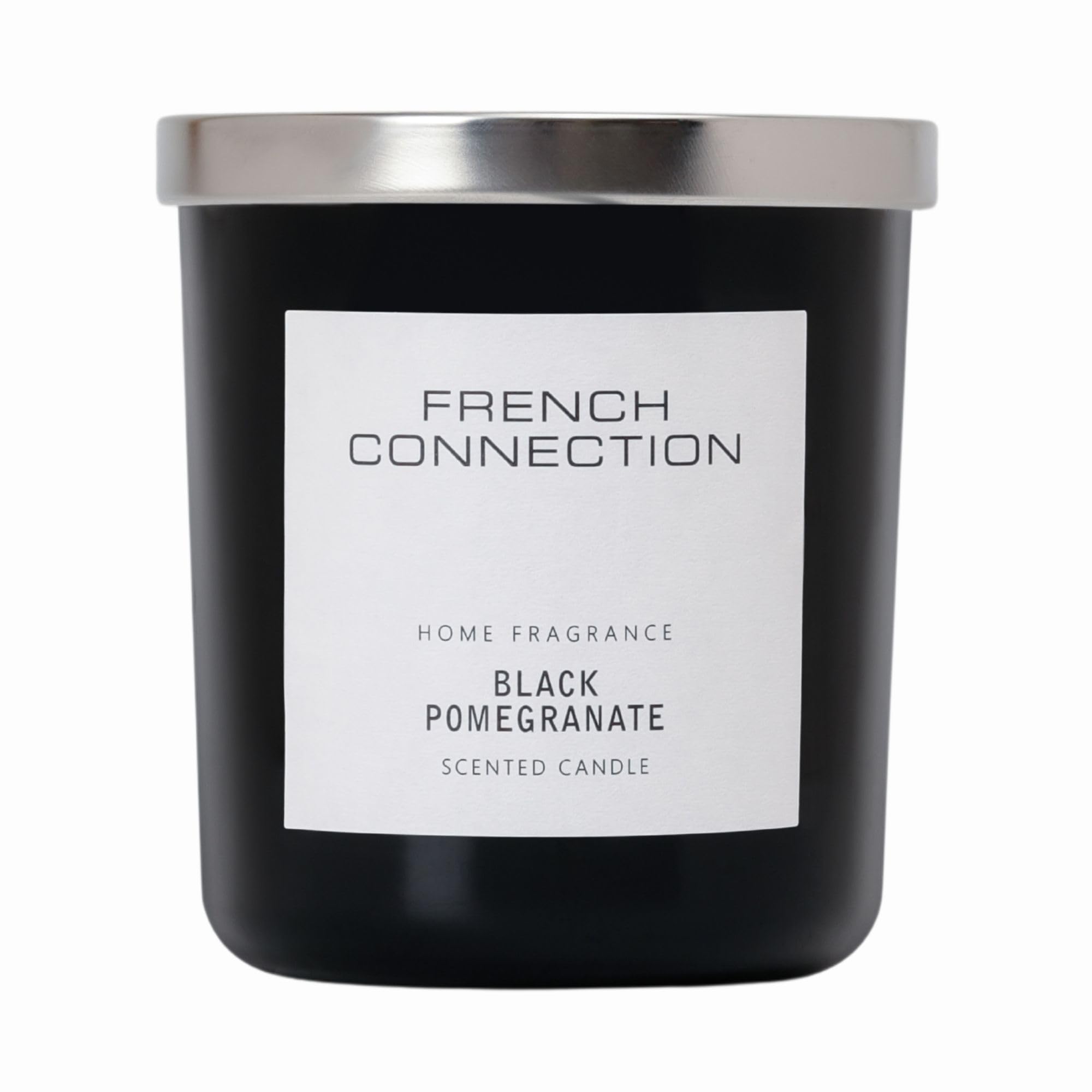 French Connection Black; White Black Collection Scented Jar Candle | Premium Shea Butter Wax | Long Burning Candles Gifts Box For Her | (Medium - 270G, Black Pomegranate)